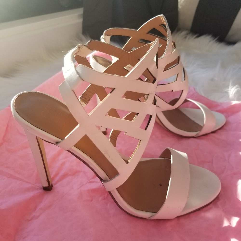 White Cut-Out Caged Heel Sandal